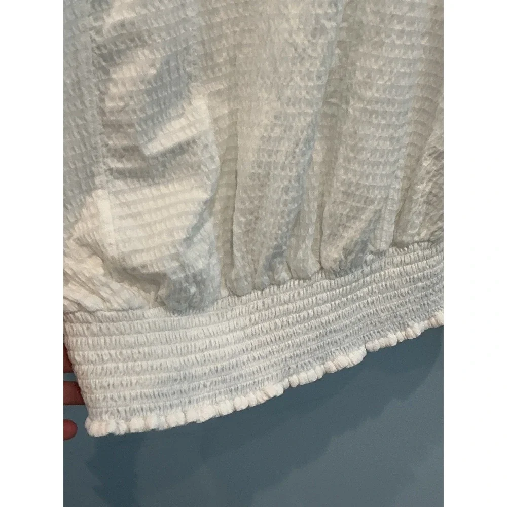 Anthropologie Rebecca Poet Smocked Peasant Top White Romantic Pirate Boho Small